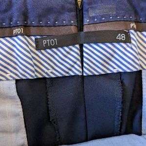 LNWOT PT01 Wool Slim Fit Super 140's Blue Dress Pamts Men's EU Size 48 (US  32)